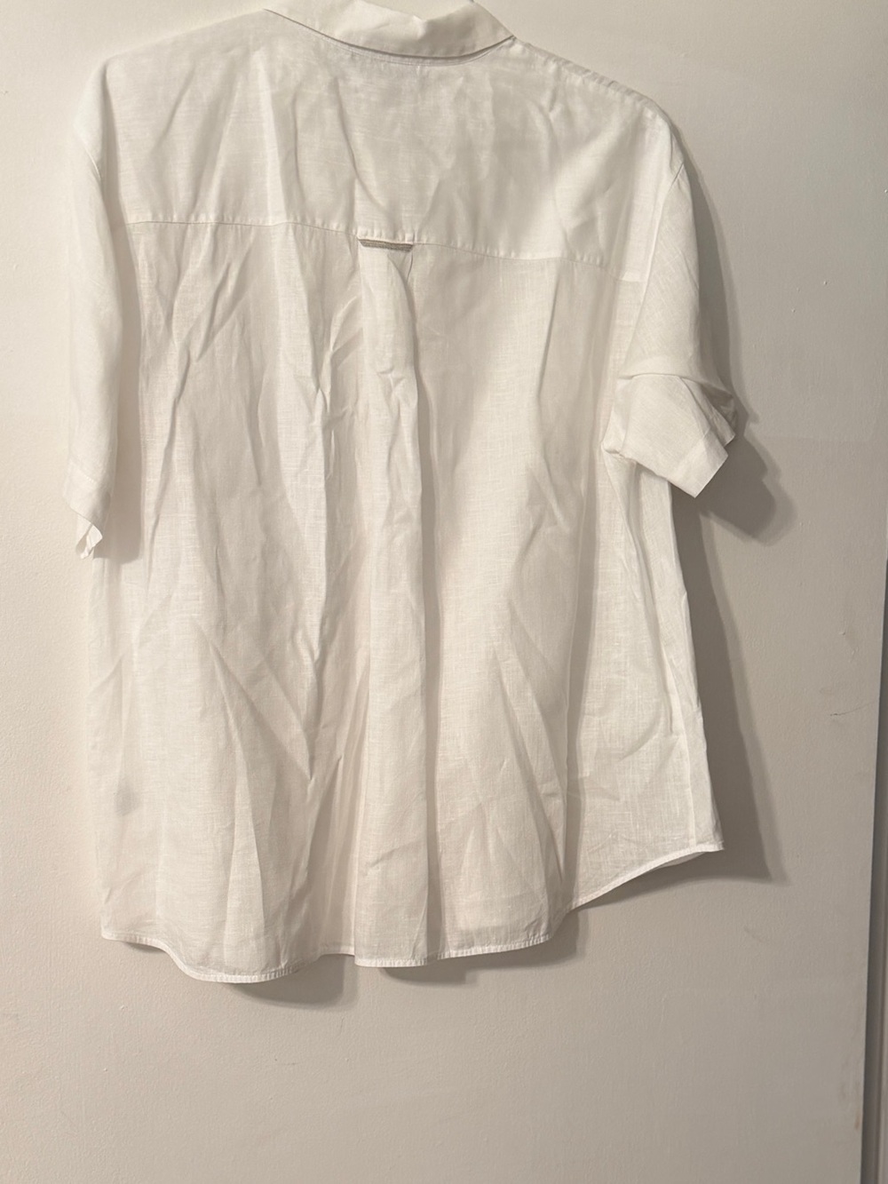 Lafayette 148 New York White Short-Sleeve Linen Button-Down Women’s Shirt - Picture 3 of 6